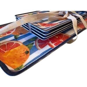 5pc Set GRAPEFRUIT Plates & Platter/Tray C&C California Melamine Citrus NEW